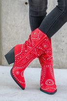 Bedazzled Stellar Slouch Boots - Red