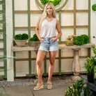 KanCan Gardenia High Rise Mom Shorts Light Wash Regular & Plus Size