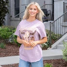 Zutter Wild West Longhorn Graphic Top Lavender T-Shirt