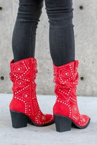 Bedazzled Stellar Slouch Boots - Red