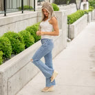 VERVET Low Rise Medium Wash Distressed Easy Flare Jeans