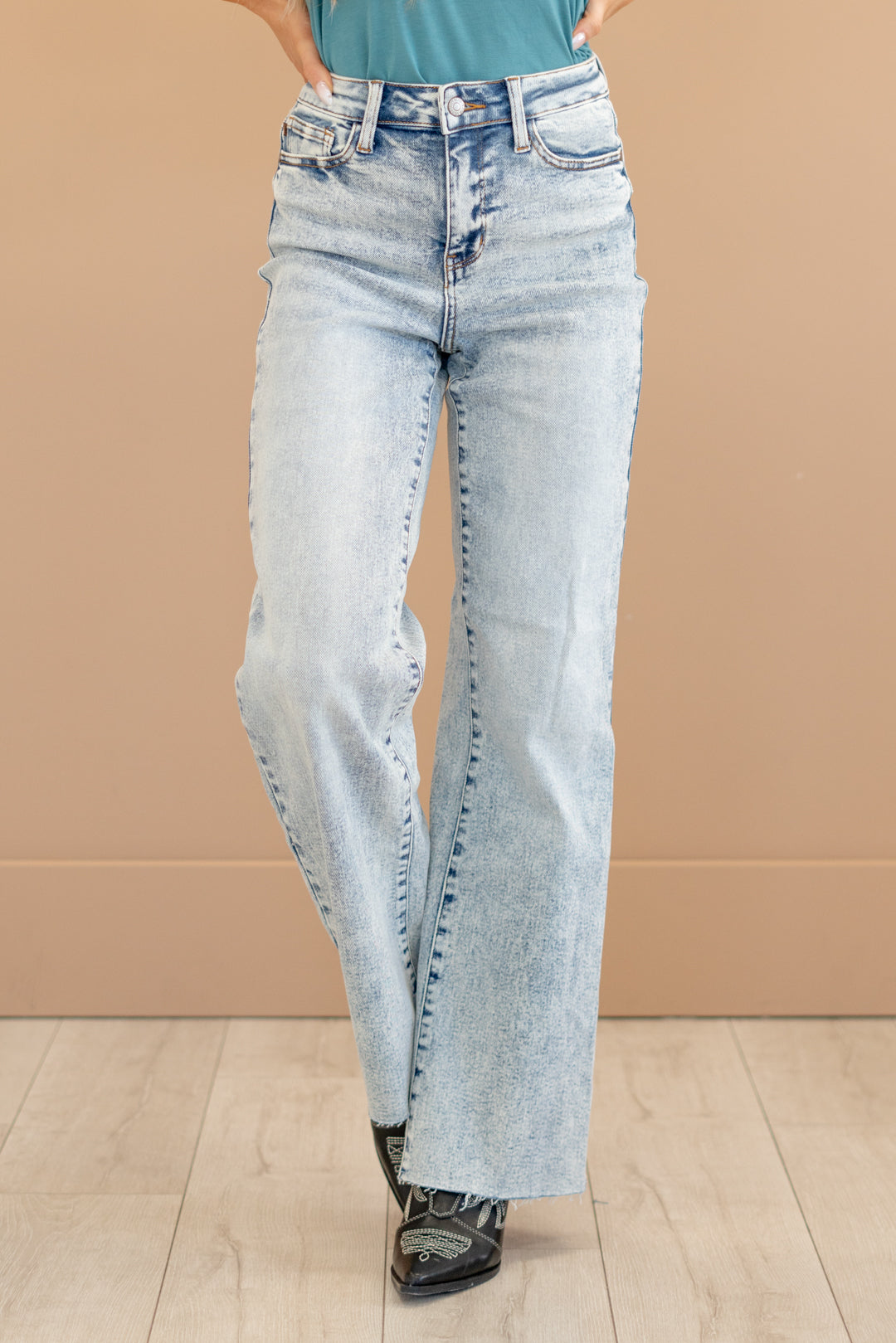 Judy Blue Jeans Brink High Rise Acid Wash Wide Leg Plus Sizes