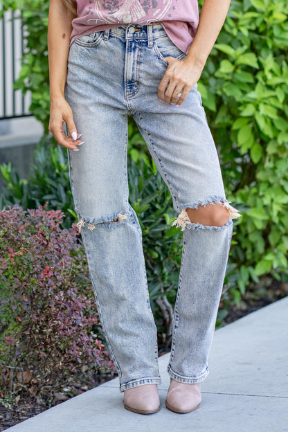 Cello Rebel Edge Super High Rise Dad Jeans Medium Tint Blue Wash