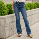KanCan Rickie Low Rise Western Flare Dark Blue Wash