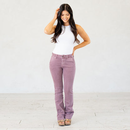 KanCan Max Mid Rise Trouser Bootcut Jeans Mauve
