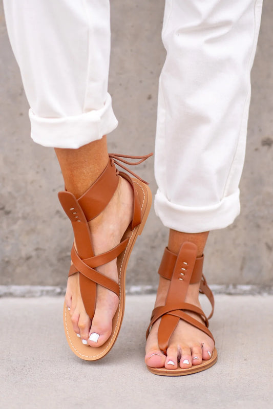 Blaze Lace Up Sandals - Brown