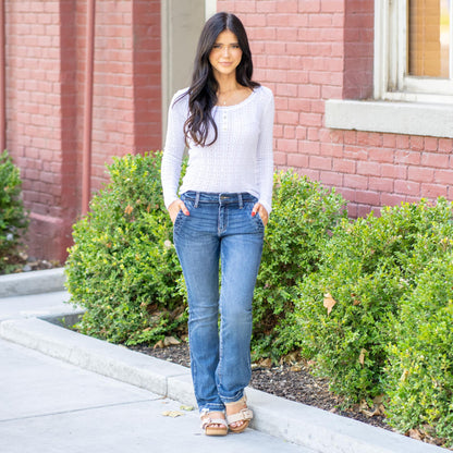 KanCan Delcie Mid Rise Bootcut Dark Blue Wash