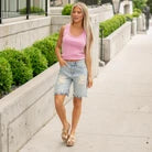 KanCan Summer Low Slung Baggy Short Medium Blue