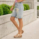 KanCan Summer Low Slung Baggy Short Medium Blue