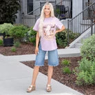 Zutter Wild West Longhorn Graphic Top Lavender T-Shirt