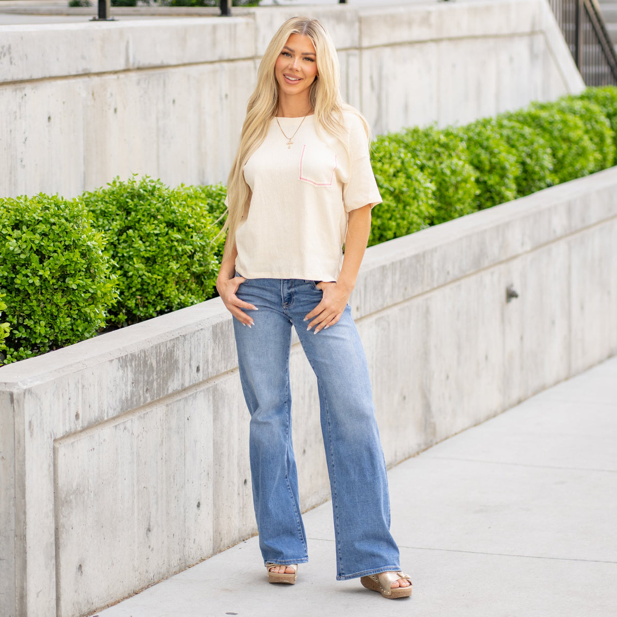 Vanilla Bay Threaded Touch Knit T-Shirt