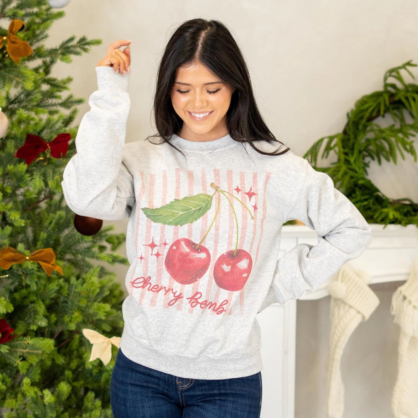 Cherry Bomb Coquette Graphic Long Sleeve Sweater