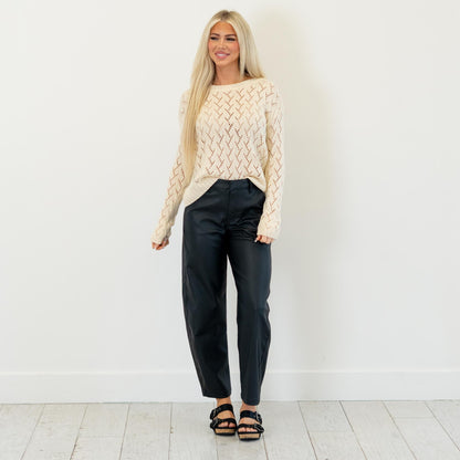 KanCan Darlene High Rise Faux Leather Barrel Pants