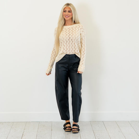 KanCan Darlene High Rise Faux Leather Barrel Pants