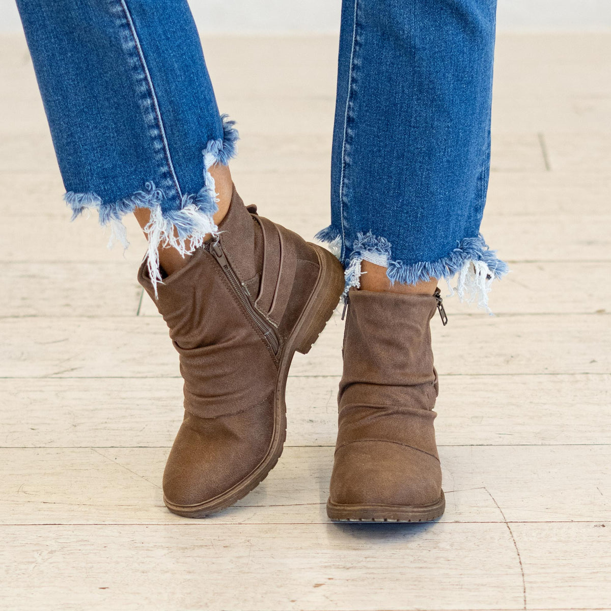 Natasha - Very G Combat Boot With Buckle Zip Detail - Brown