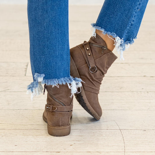 Natasha - Very G Combat Boot With Buckle Zip Detail - Brown