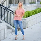 Vanilla Bay Harper Textured V-Neck Dolman Blouse