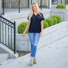 Vanilla Bay Harper Textured V-Neck Dolman Blouse