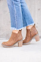 Bite Me Faux Suede Dark Cognac