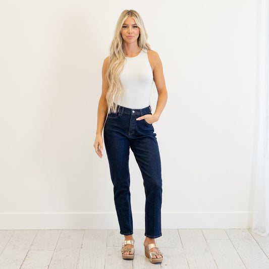 Cello Jeans Arden High Rise Straight Jeans Dark Blue Rinse