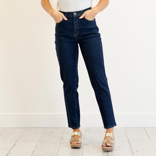 Cello Jeans Arden High Rise Straight Jeans Dark Blue Rinse